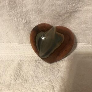 Polychrome jasper carved heart stone